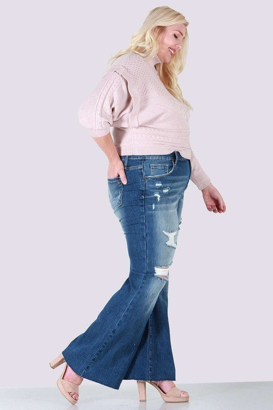 Distressed boot cut plus size