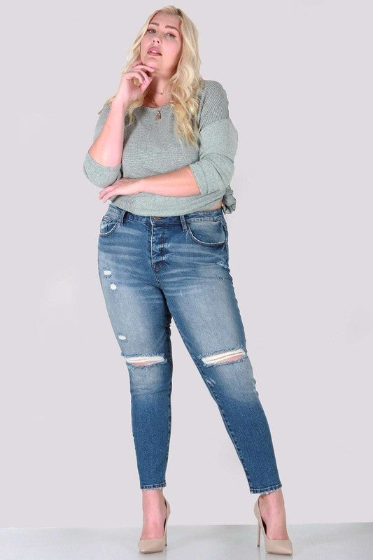 Distressed skinny plus size