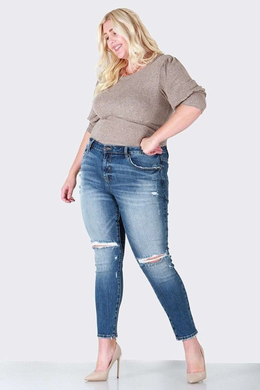 Distressed skinny plus size