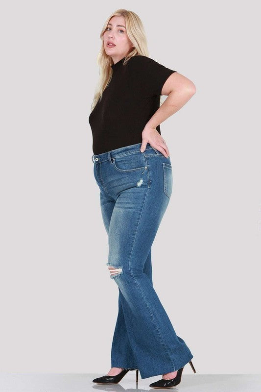 Distressed boot cut plus size