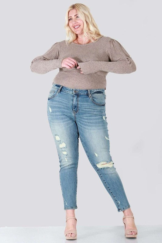 Distressed skinny plus size