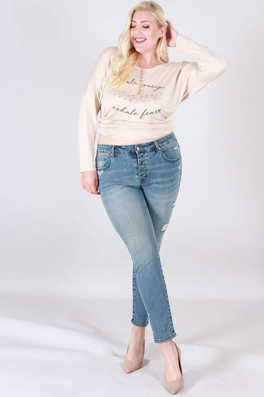 Distressed skinny plus size