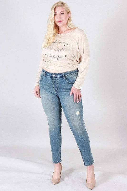 Distressed skinny plus size