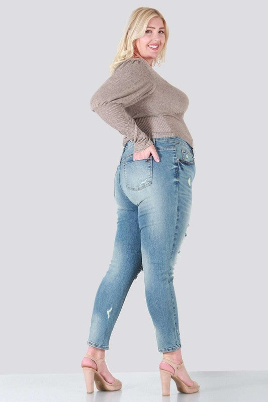 Distressed skinny plus size