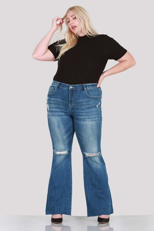 Distressed boot cut plus size