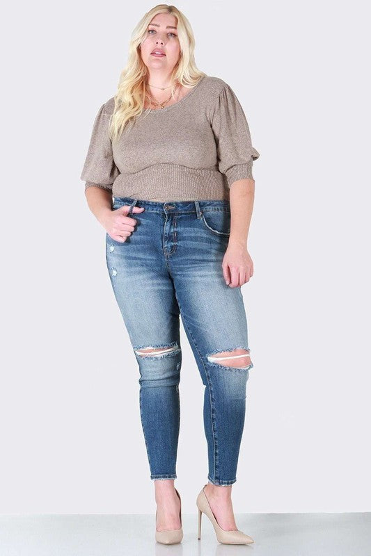 Distressed skinny plus size