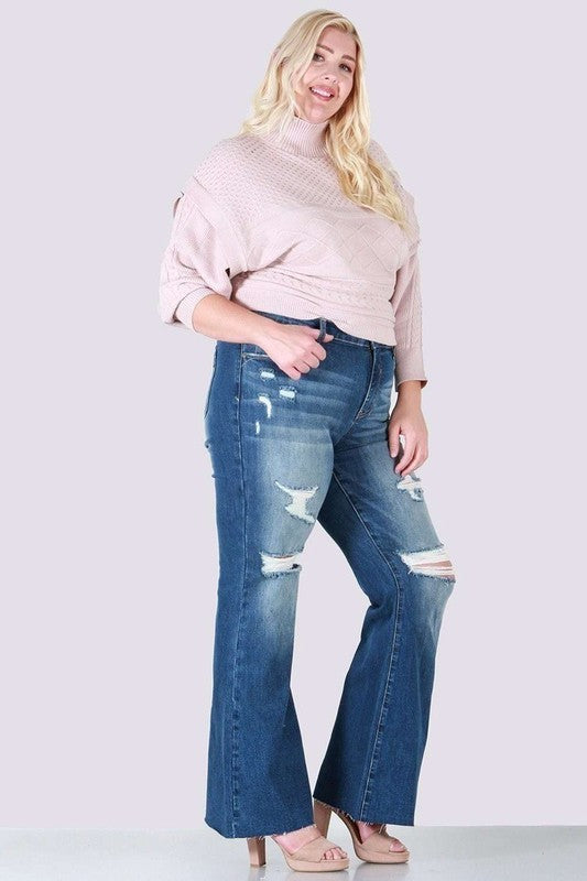 Distressed boot cut plus size