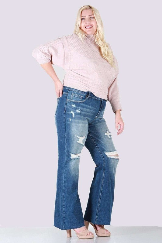 Distressed boot cut plus size