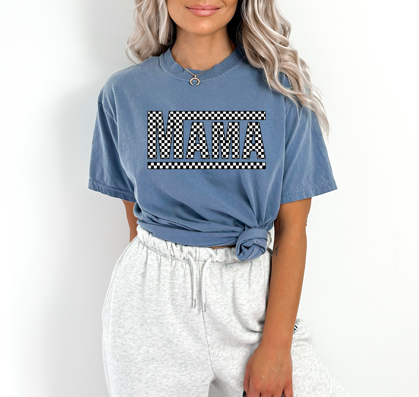 Mama Checkered Tee - Comfort Colors