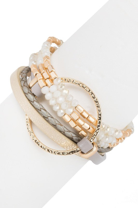 Metallic Go with the Flow Taupe Beaded Bracelet