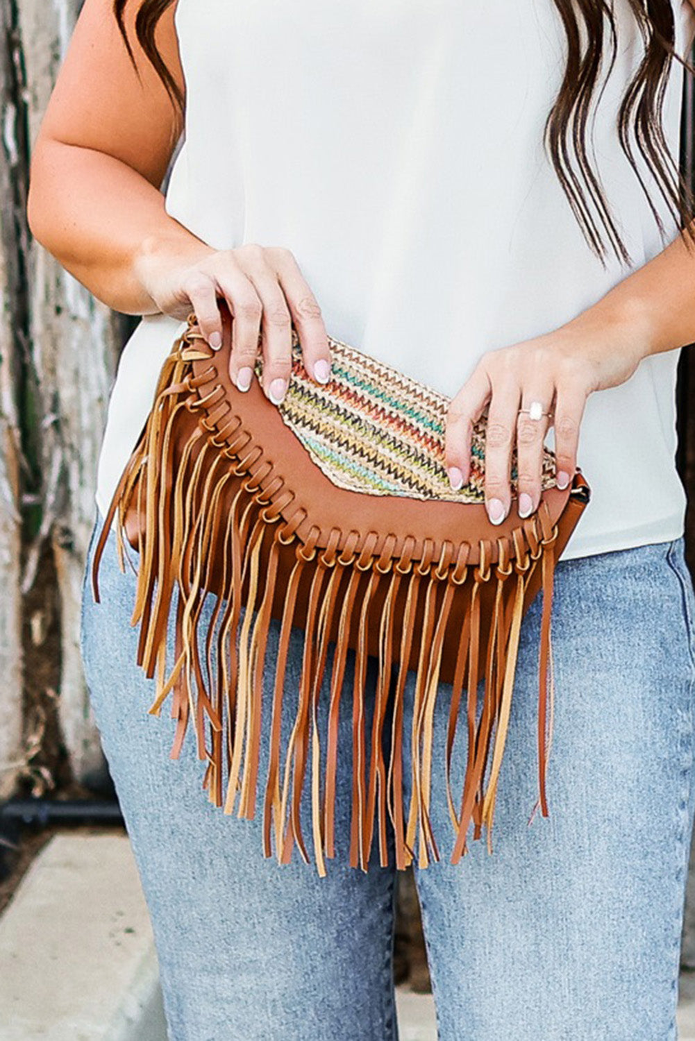 Boho Tribal Crossbody Fringe Envelope Bag