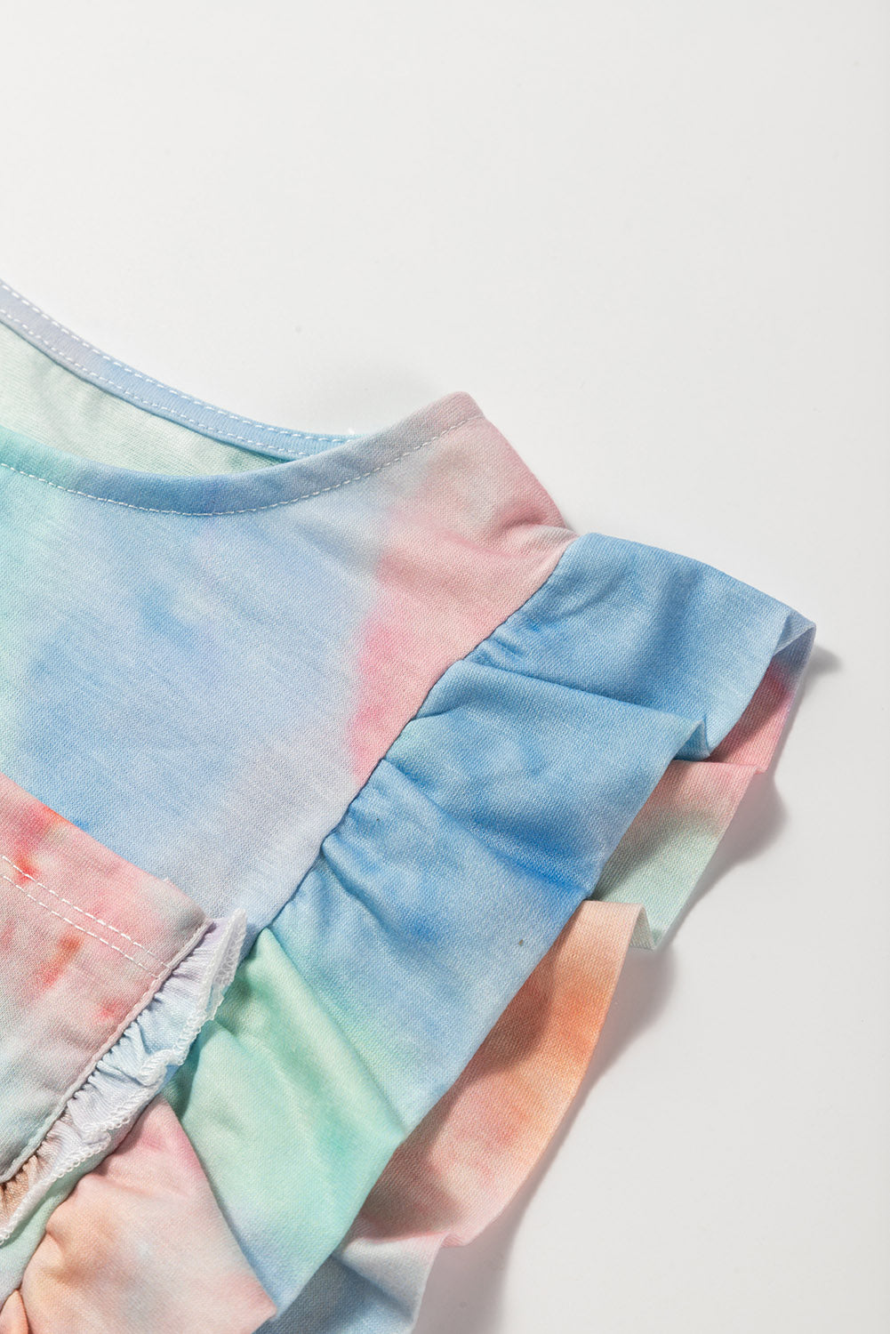 Girls Tie-Dye Ruffle Shoulder Top