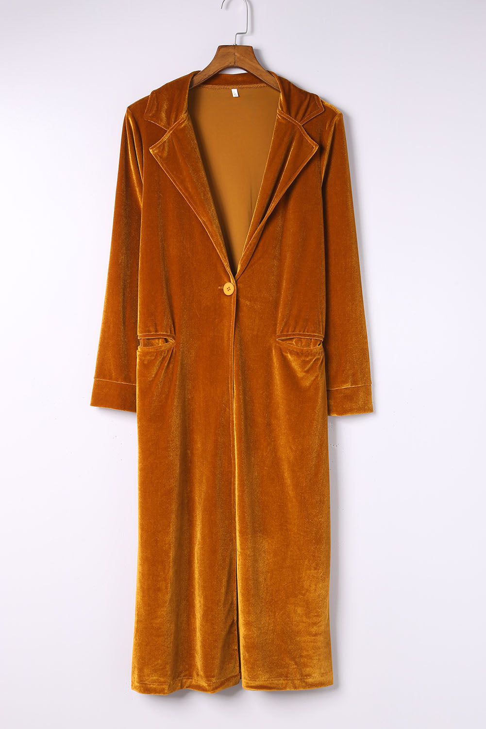 Retro Velvet Long Sleeve Pocket Coat