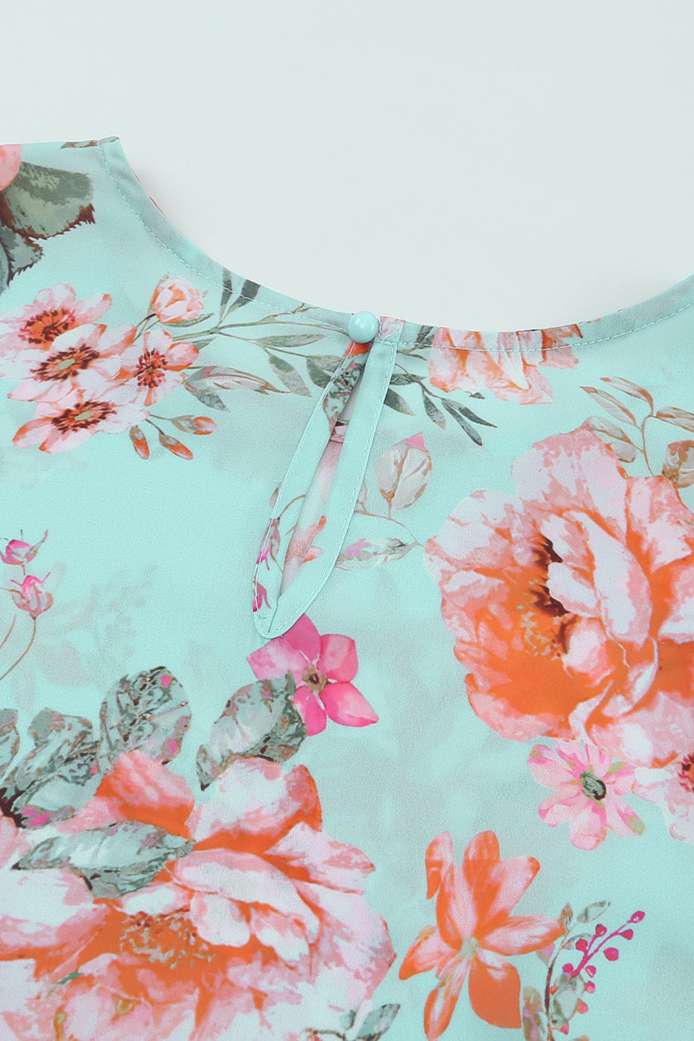 Summer Lover Floral Puff Sleeve Round Neck Blouse