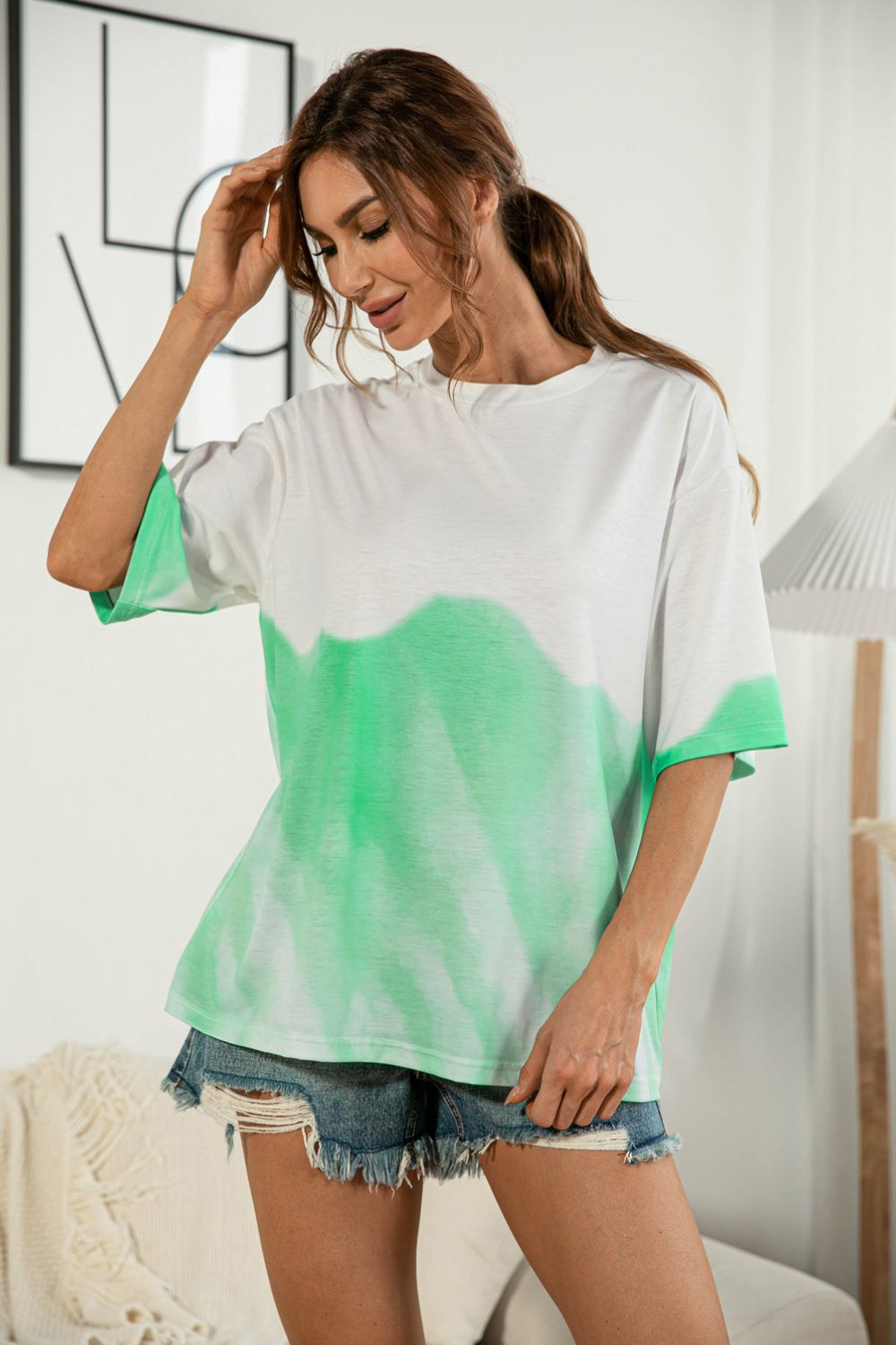 Tie-Dye Round Neck Tee Shirt