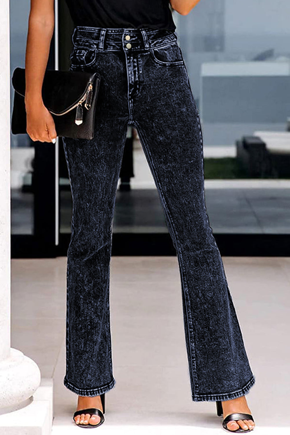 Acid Wash High Waist Flare Jeans