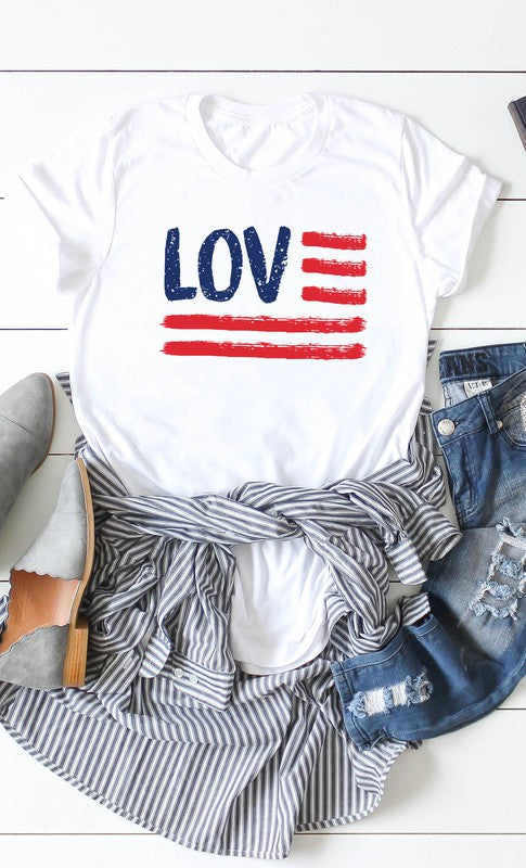 Love American Flag Plus Size Graphic Tee