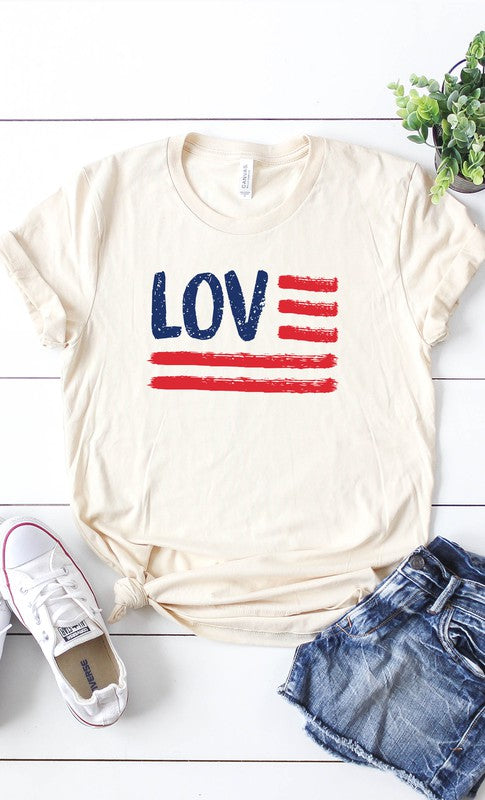 Love American Flag Plus Size Graphic Tee