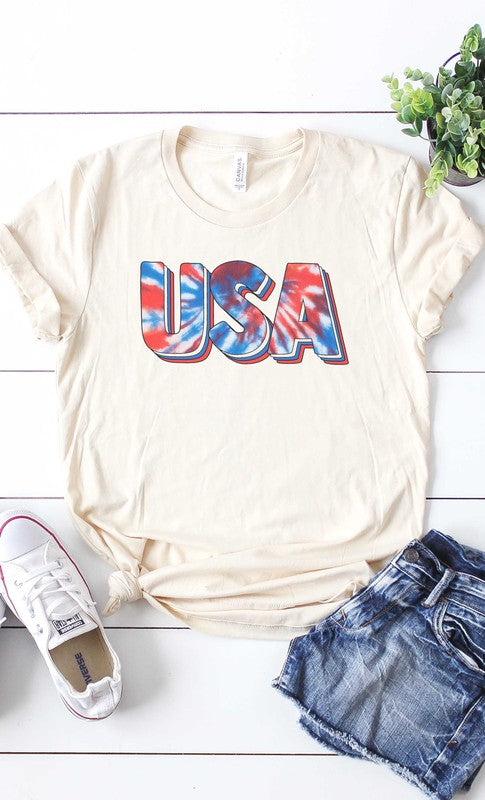 Tie Dye USA Patriotic Graphic Tee