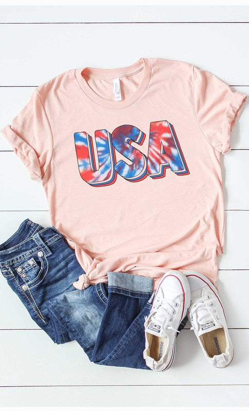 Tie Dye USA Patriotic Graphic Tee