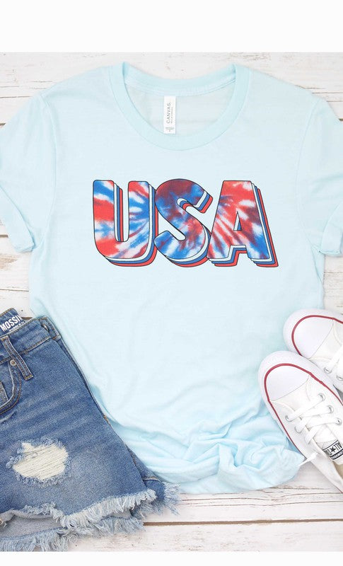 Tie Dye USA Patriotic Graphic Tee