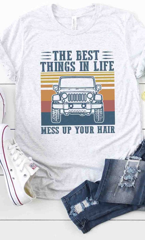 Jeep life messy hair graphic tee