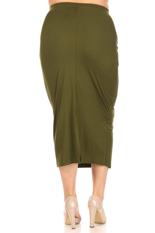 Solid midi skirt in a pencil silhouette