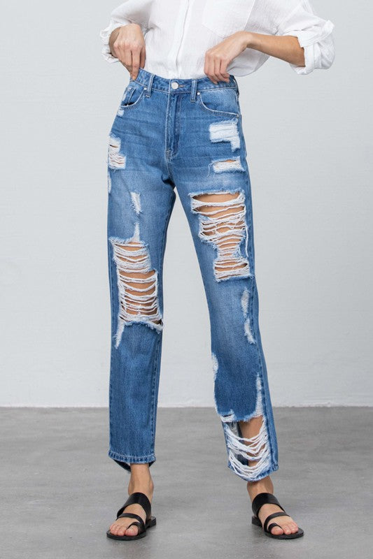 HIGH RISE STRAIGHT JEANS