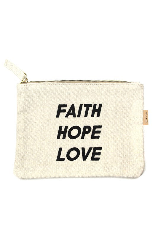 Multi Lettering Cotton Canvas Eco Pouch Bags