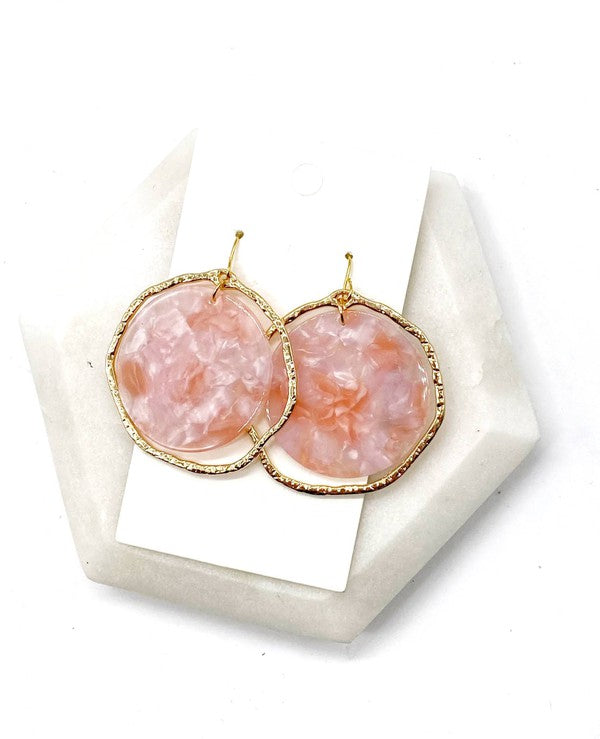 Pink Disc Acrylic Chandelier Earrings