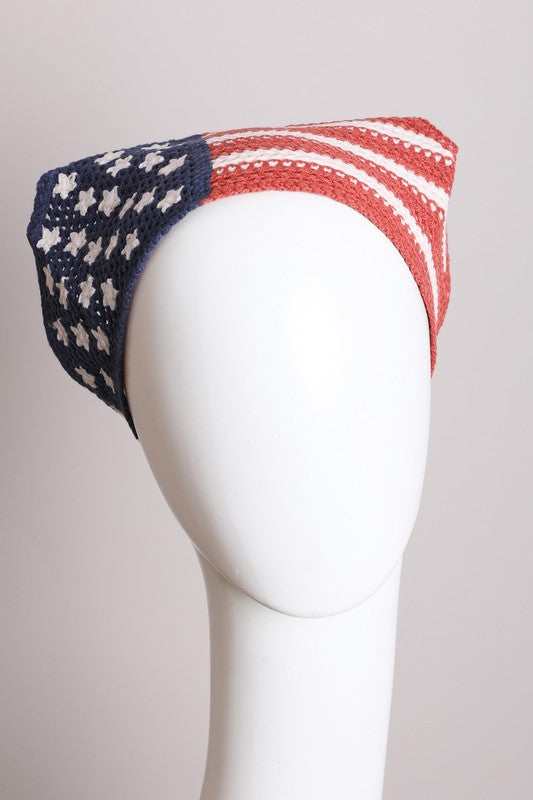 Crochet American Flag Hair Bandana