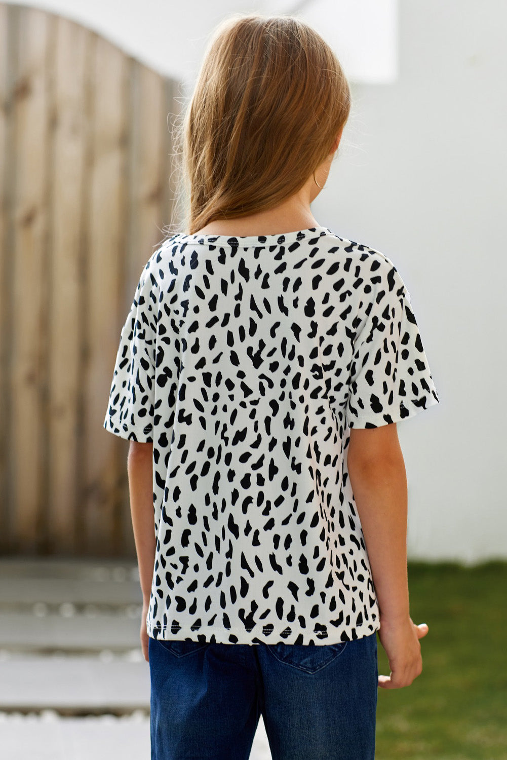 Girls Leopard Dropped Shoulder Tee