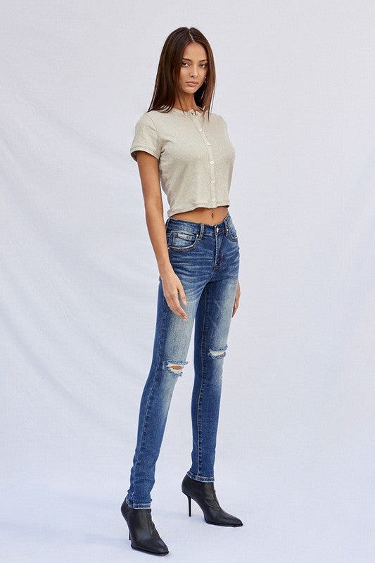 MID-RISE ANKLE SKINNY JEANS