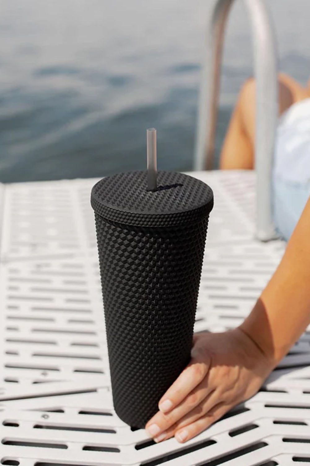 Reusable Matte Diamond Tumbler Cup 24oz