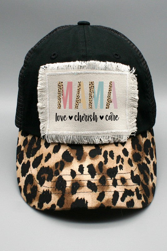 Leopard Mama Love Cherish Care Trucker Hat