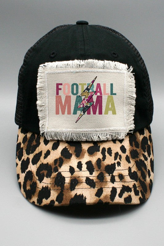 Floral Football Mama Bolt Trucker Patch  Hat