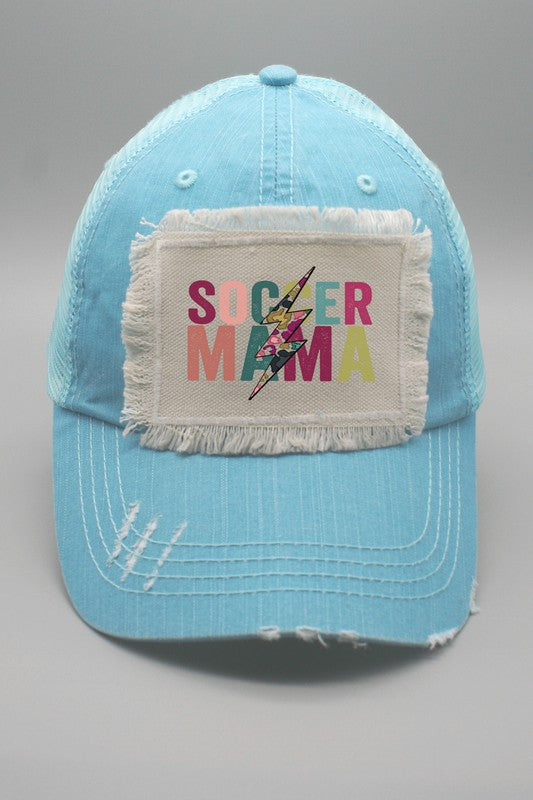 Floral Soccer Mama Bolt Trucker Patch Hat