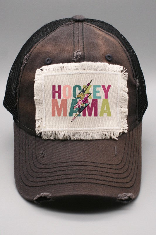 Floral Hockey Mama Bolt Patch Trucker Hat