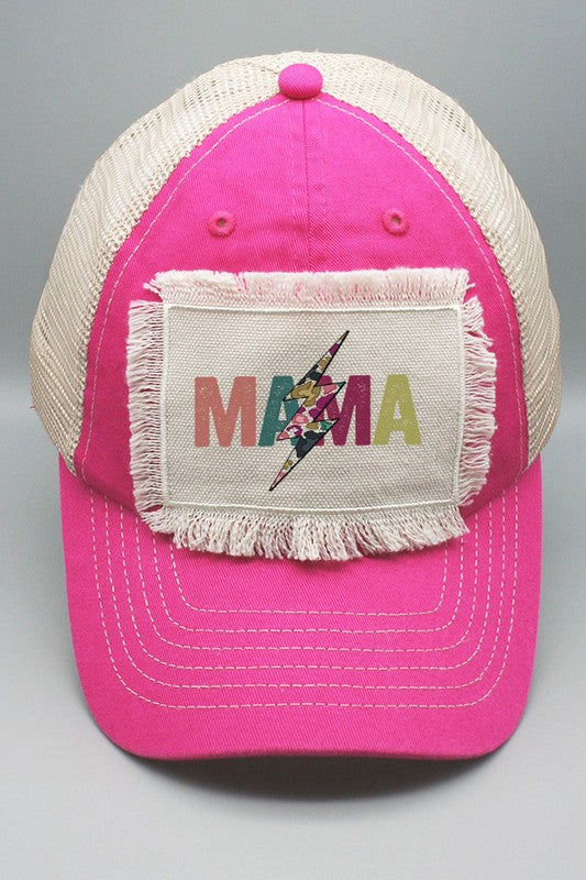 Floral Mama Bolt Patch Graphic Trucker Hat