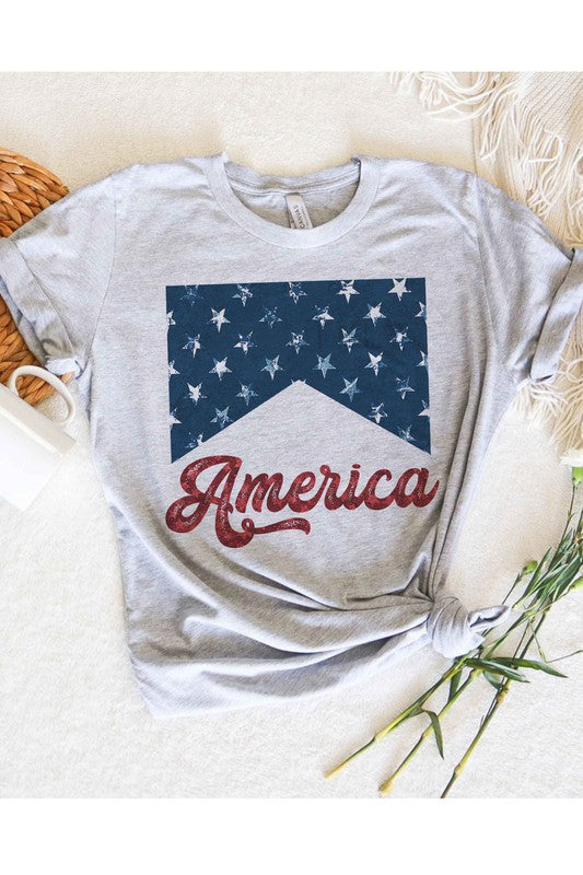 AMERICA STARS GRAPHIC PLUS SIZE TEE / T-SHIRT