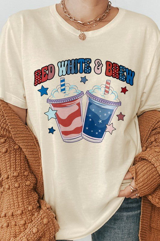 Red White and Brew 4th of July Graphic Tee