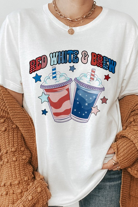 Red White and Brew 4th of July Graphic Tee