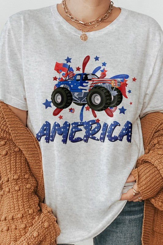 America Monster Truck 4th of July Graphic Tee