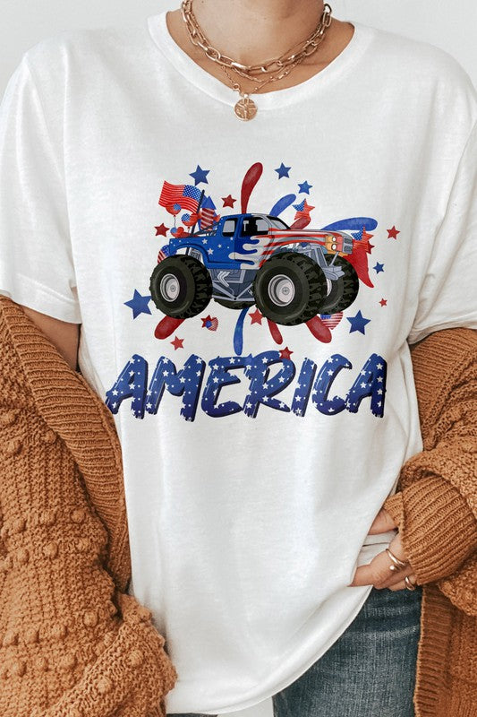 America Monster Truck 4th of July Graphic Tee