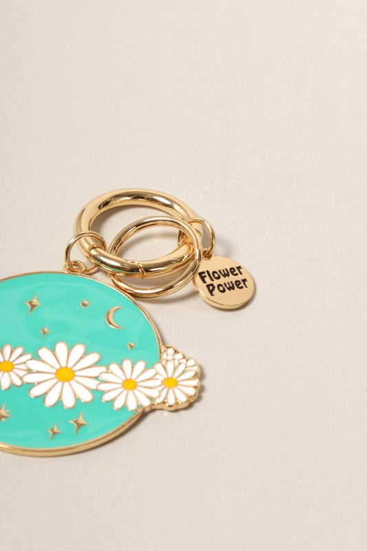 Cosmic Blossoms Enamel Keychain