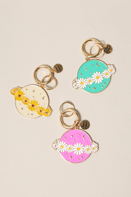 Cosmic Blossoms Enamel Keychain