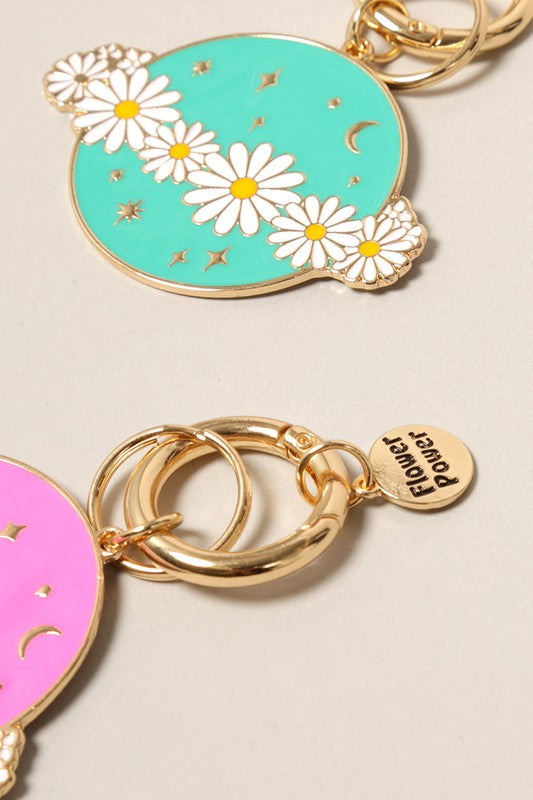 Cosmic Blossoms Enamel Keychain