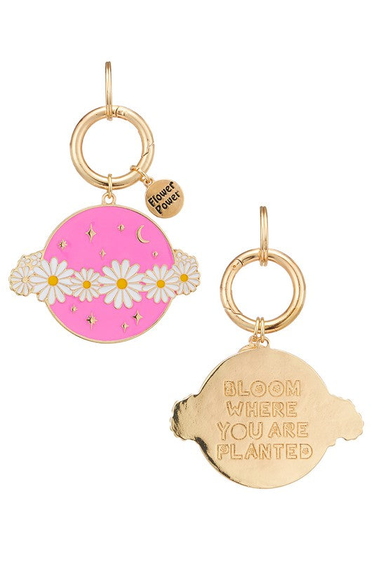 Cosmic Blossoms Enamel Keychain