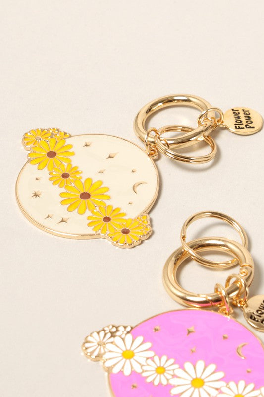 Cosmic Blossoms Enamel Keychain