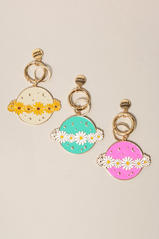 Cosmic Blossoms Enamel Keychain